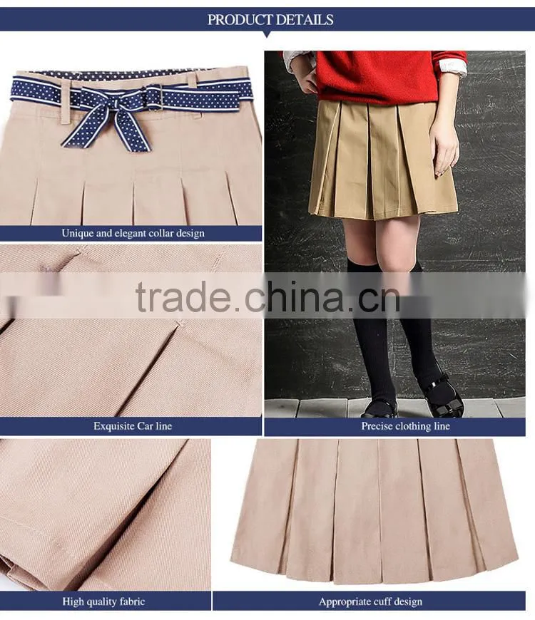 British student girl Khaki Skirt pleated Scotland school children skirt custom
