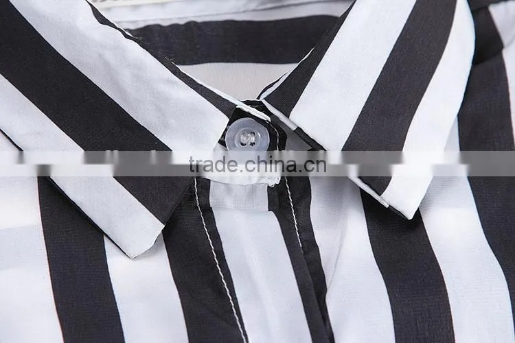 Newest Best summer designs elegant blouses for lady fashion shirt blouses for women stripe fashion blouses 2015