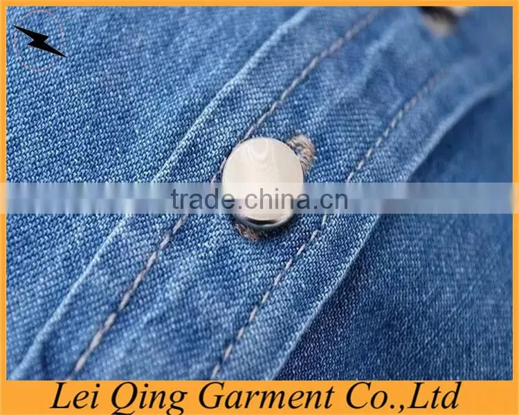 Two pockets garment wash denim shirt women