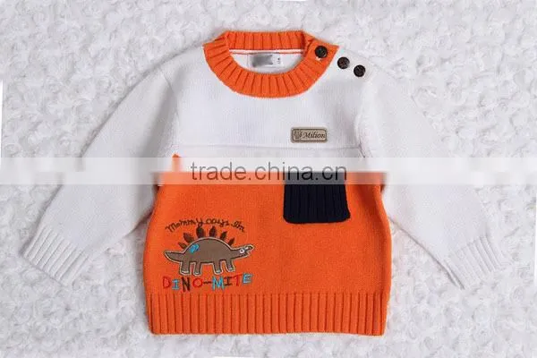 Dinosaur design baby pullover modern patchwork knitting sweater
