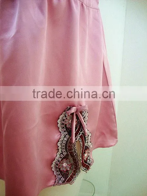 summer cute and sexy silk short braces nightskirt with lace and bows