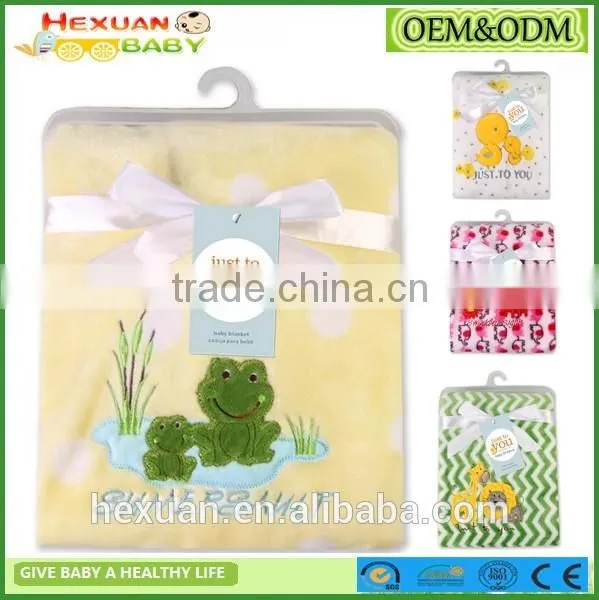 china supplier custom cartoon embroidered baby fleece blanket