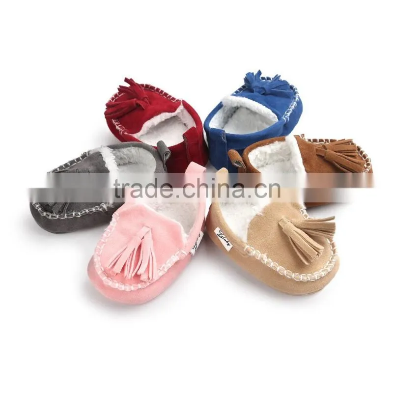 6 colors suede fabric, soft sole baby moccasins