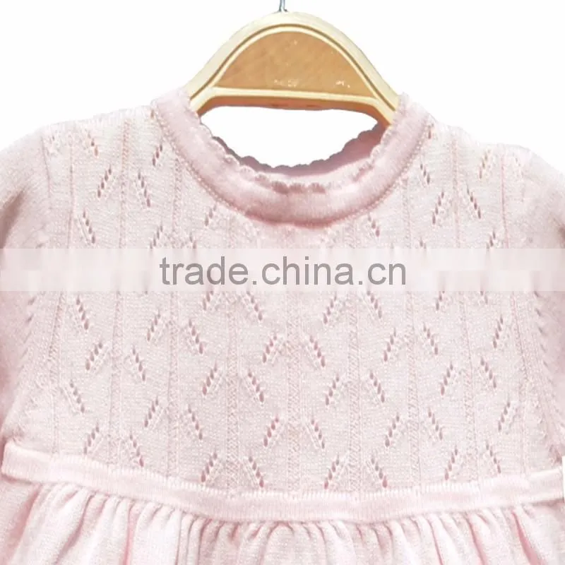 Round Neck Cardigan Cotton Knitting Baby Girl Sweater Dress