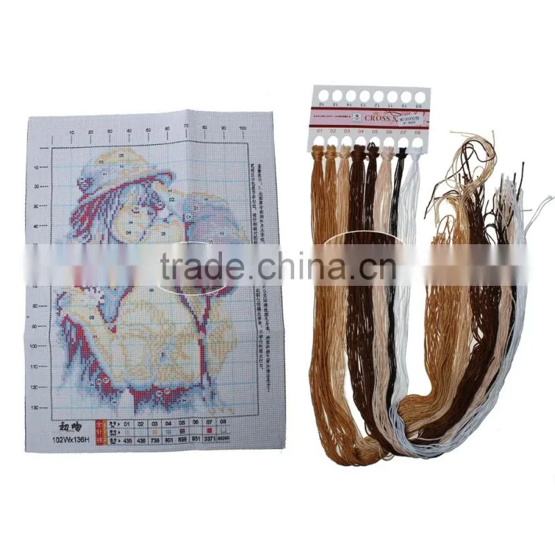 Custom wedding Multicolor Rectangle Wall Hangings Supplies Wholesale Girl Cross Stitch Set