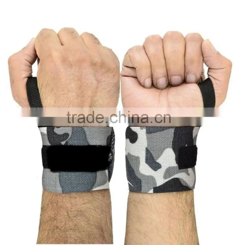 Weight Lifting Wrist Wraps in Black color with two Green Stripe