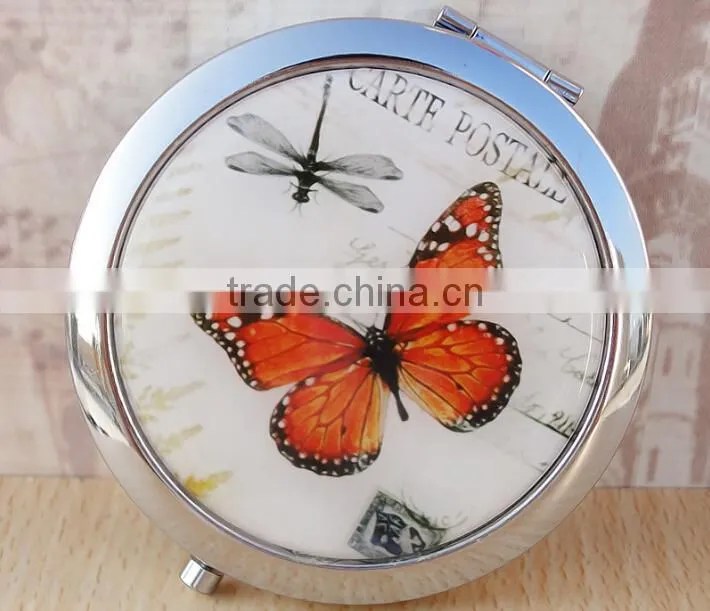 Double-sided Folding/Compact/Pocket/Make Up/Purse/Cosmetic Mirror- Butterfly