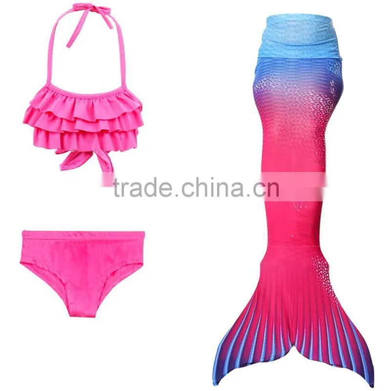 Swimmable Mermaid Tail Costume Swimsuit for Girls Kid Swimming with Bathing Bikini Set