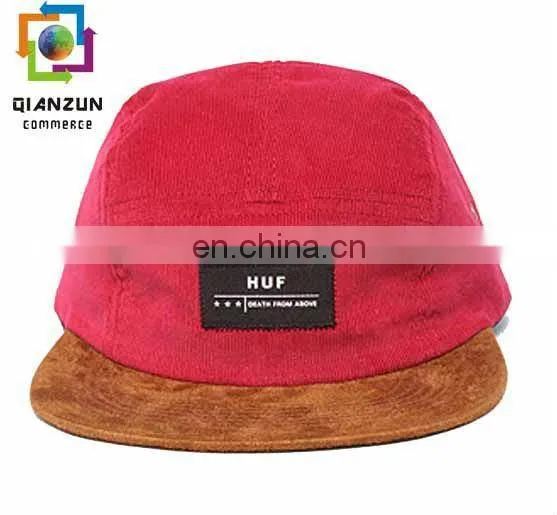 custom 5 panel denim and suede cap