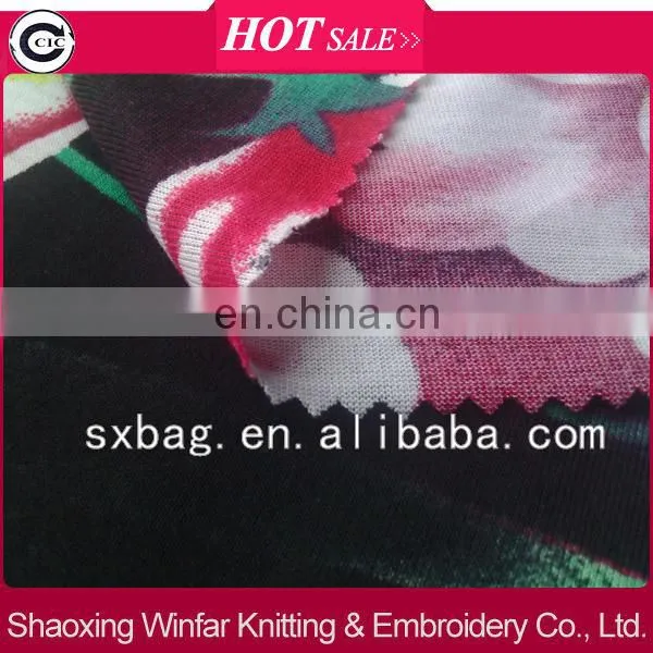 Shaoxing winfar single jersey knitting cupra spandex printed rayon fabric for garment