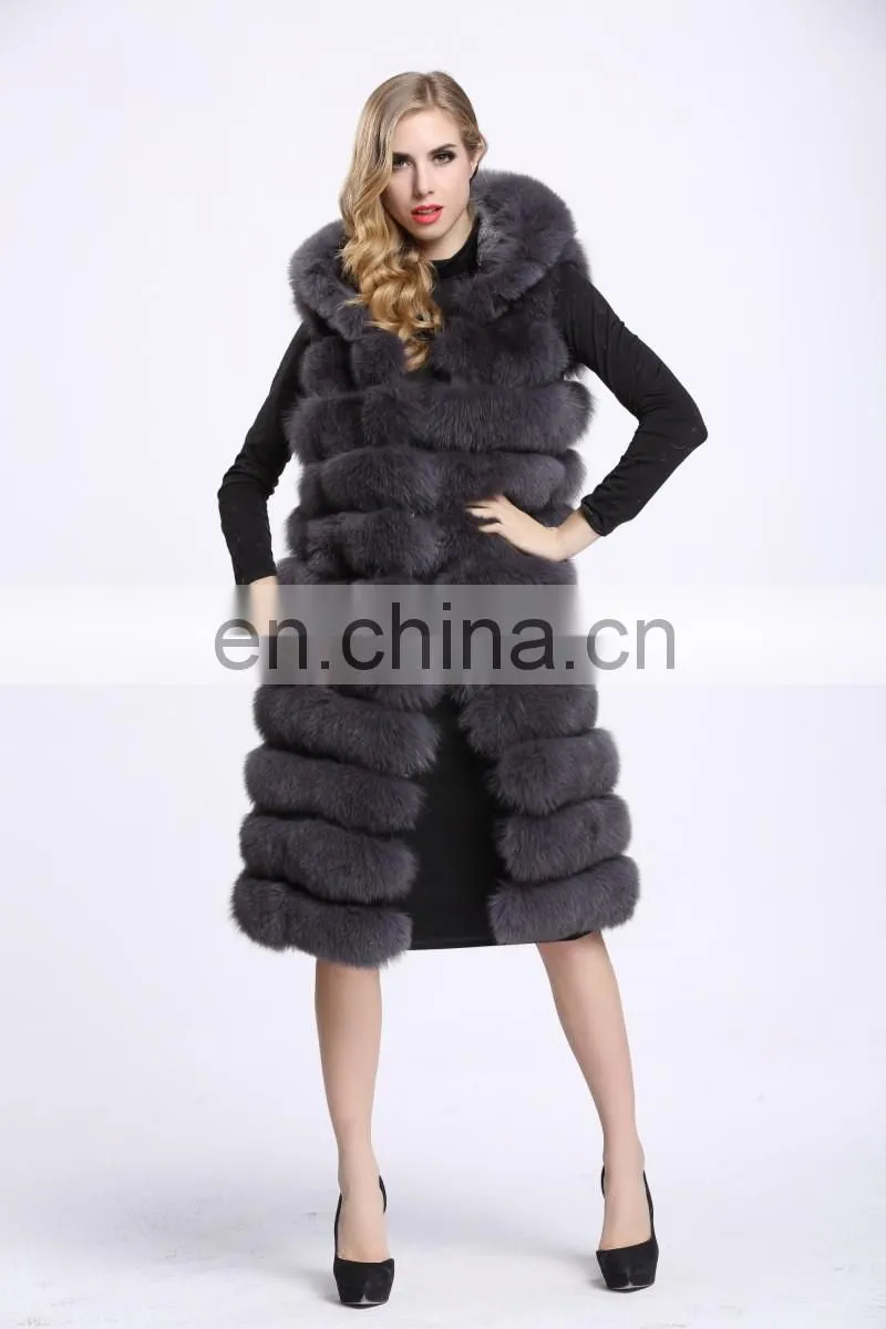 2016 Winter Genuine Fur Vests China Cheap Long Fur Vest Real Fox Fur Vest