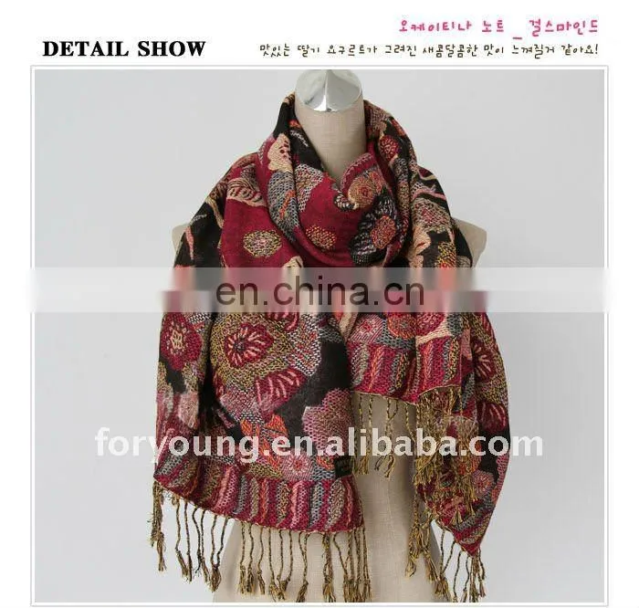 flower jacquard shawls and lady scarf