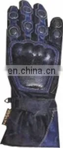 Top quality genuine cow hide leather full Motorbike protection racing gloves.