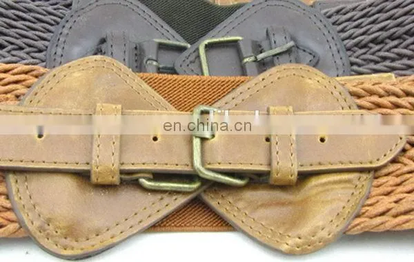 Fahion Elastic Braided Belt For Women Leather Bullet Belt