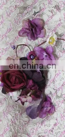 Aidocrystal purple rose flower hair clip Headband bridal hair accessories