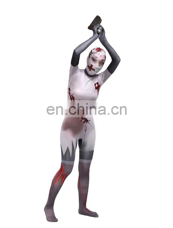 White Doctor Nurse Cosplay Costume Spandex Skin Suit