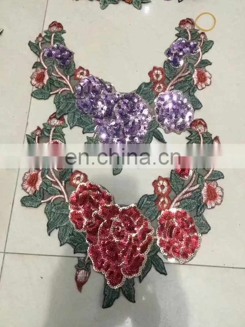 wholesale new deisgn popular flower embroidery sequin collar