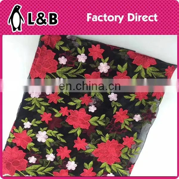 Wholesale popular hot selling embroidery flower lace fabric