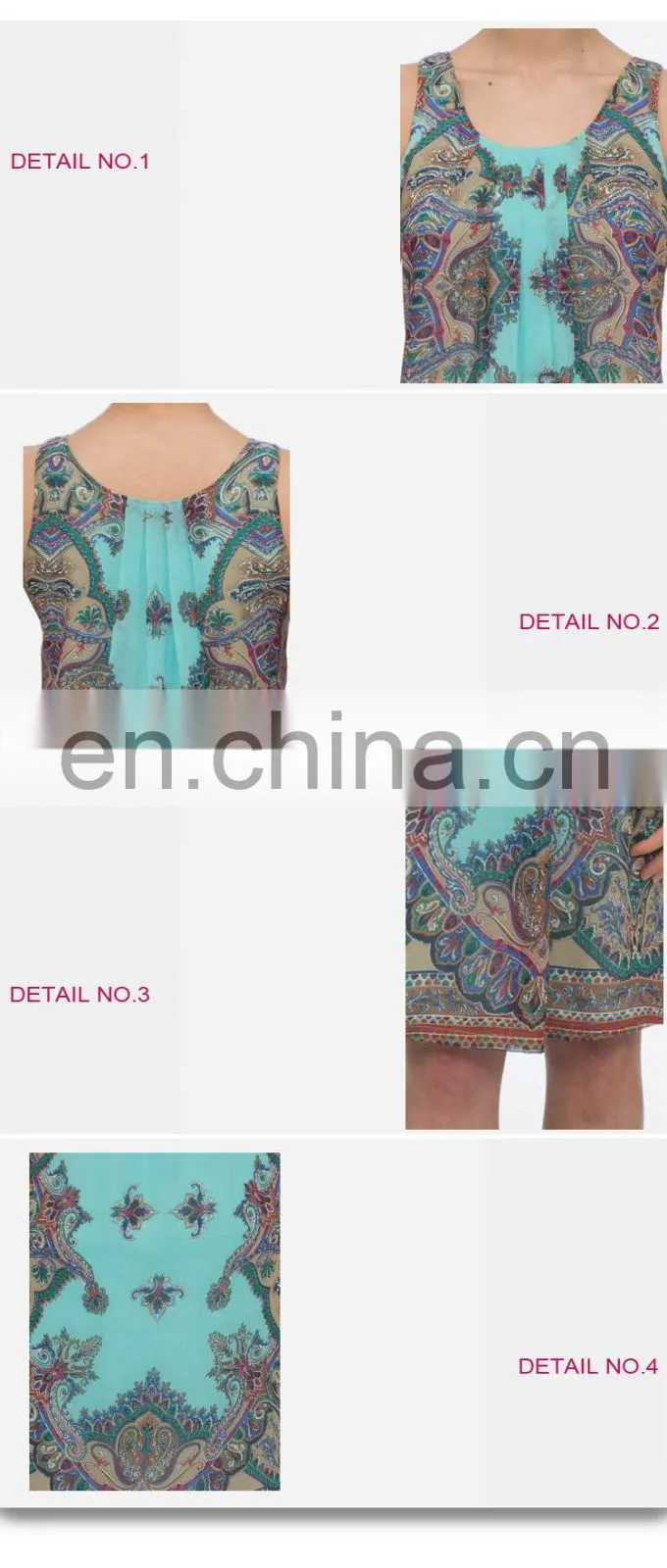 Chiffon Multi-color Ethnic Floral Print Lady Midi Dress