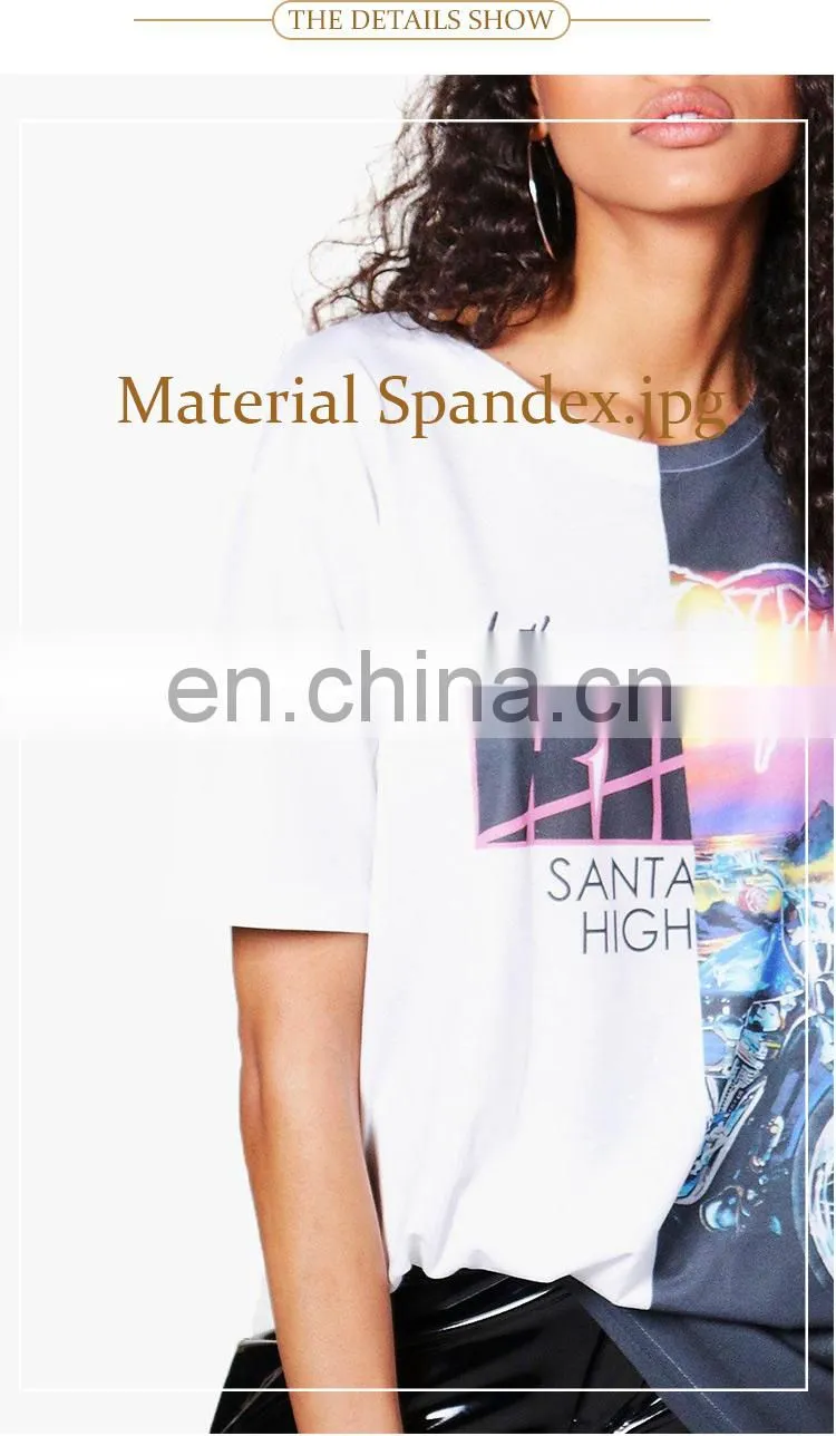 custom clothes oversized white women casual printed longline t shirt