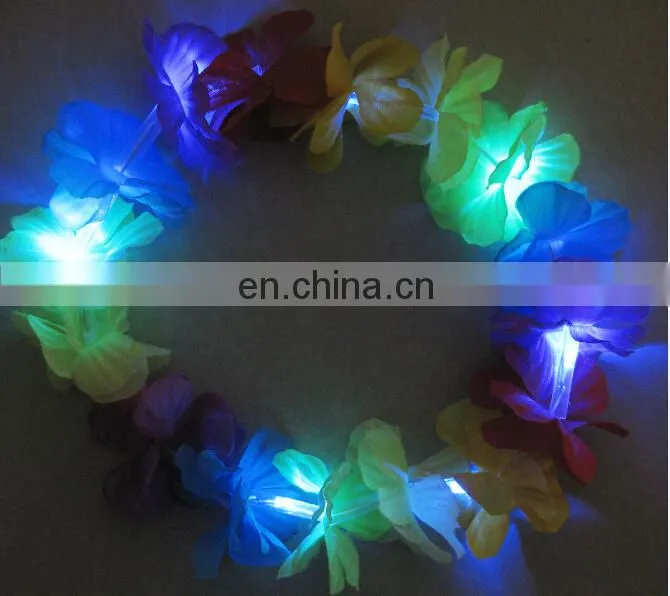 Christmas party flashing garland led light wreath hawaii led lei colored led garland