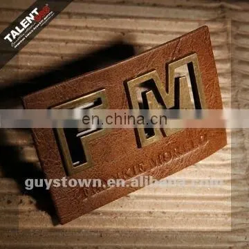 custom private brand name logo label metal jeans leather tags