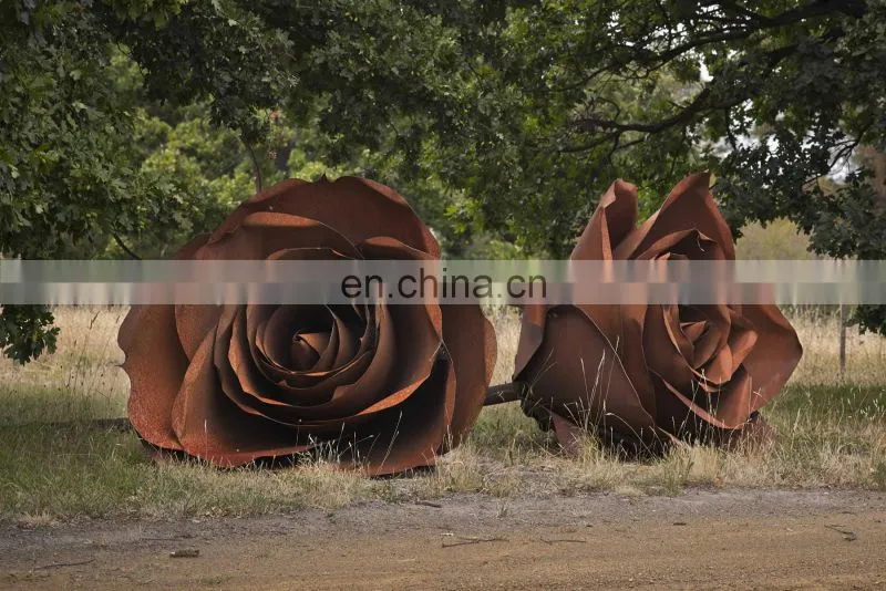 Realistic Rose Corten Steel Sculpture