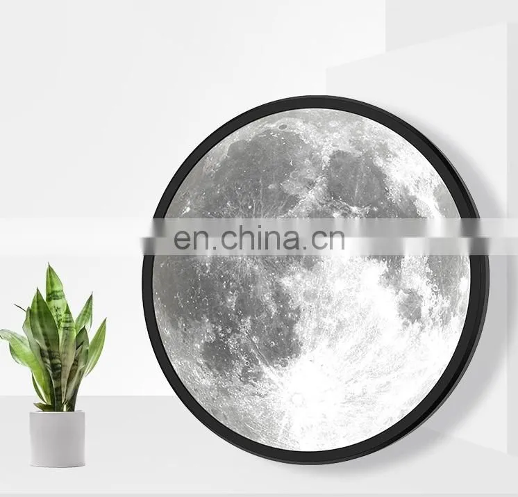 Decorative glass round Moon mirror with stand shelf for home table makeup mirror