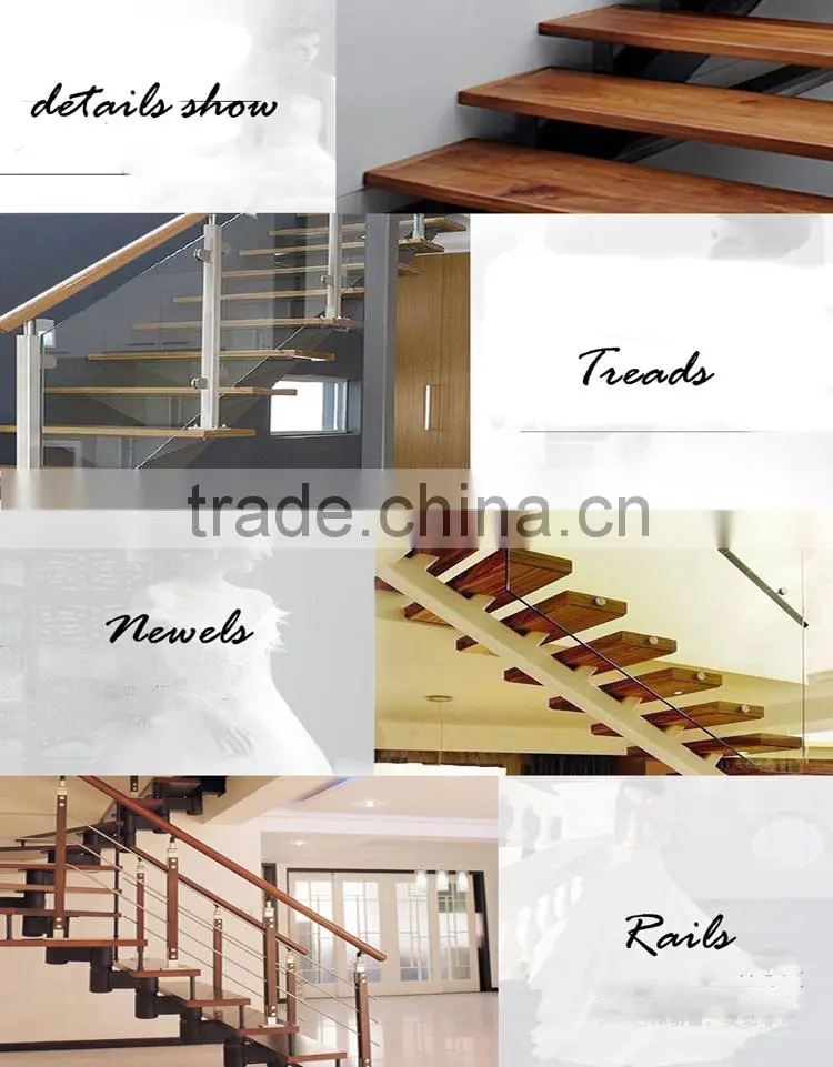 Modern Stainless railing with wood tread stairs