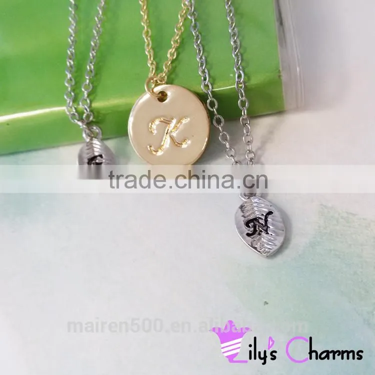 Disc Personalized Script Initial Pendant Necklace