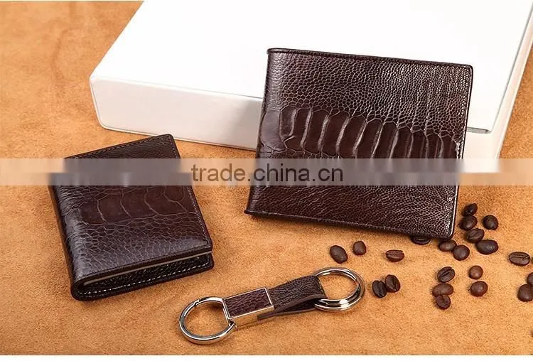 High Quality Custom Genuine Real Ostrich Leg Leather Small Wallet for men