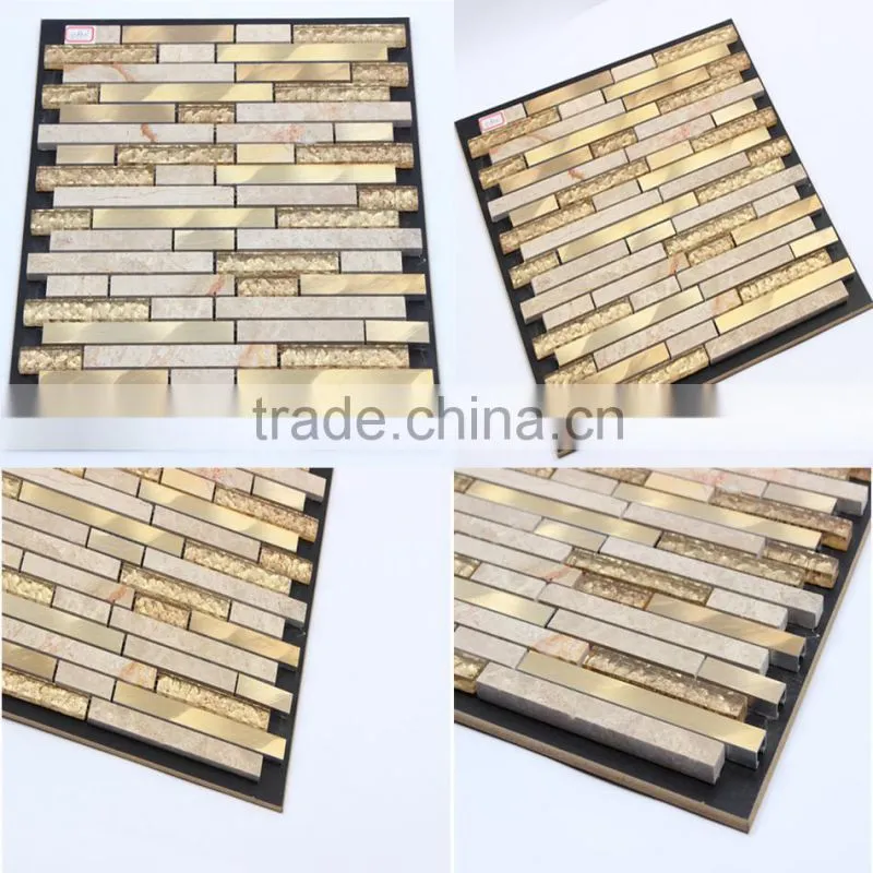 Glass mix aluminum mix stone mosaic tile