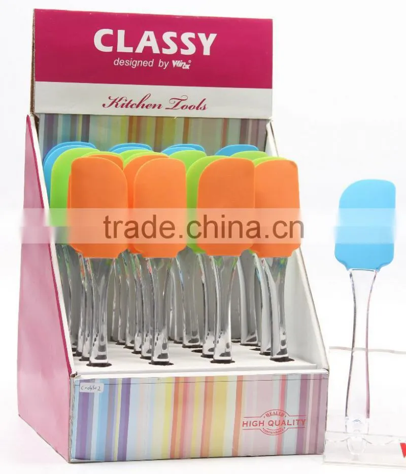 COLORFUL FIT FDA STANDARD SILICONE & PS SPATULA WITH DISPLAY BOX