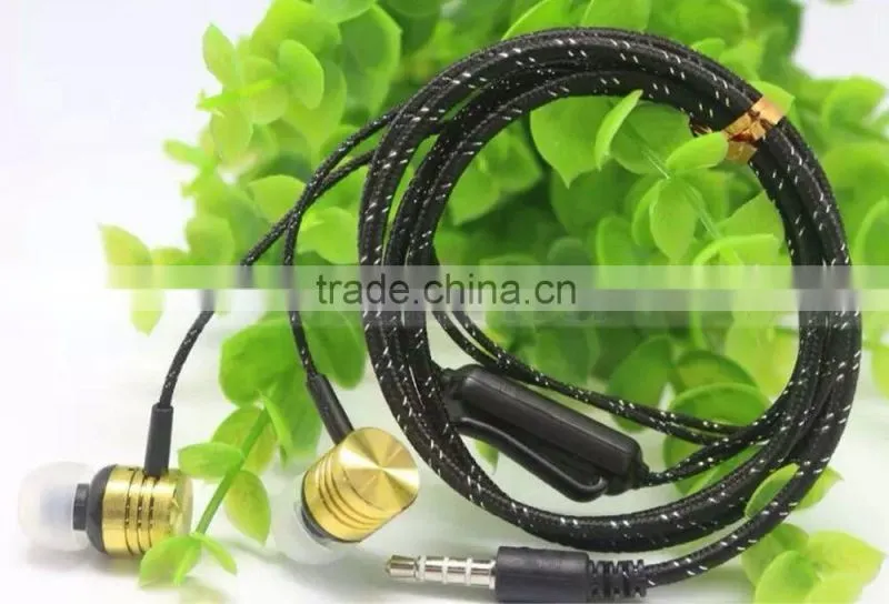 3.5MM Weave Braided Fabric Cord Earphone with MIC for iPhone 6 Plus S Galaxy S7 Edege S6 Note 5 S5 HTC Smart Phone
