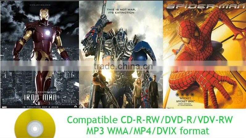 single din car dvd player for universal with CD MP3 AUX FM USB SD function