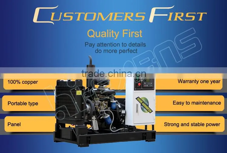15KVA 1500rpm water cooled portable open diesel generator set for sale
