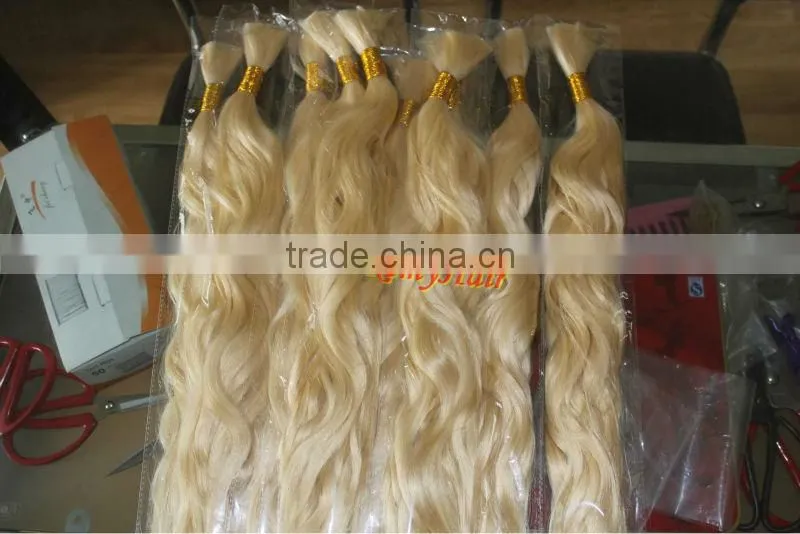 unprocessed grey virgin hair bleached in blonde color/natural wavy high quality