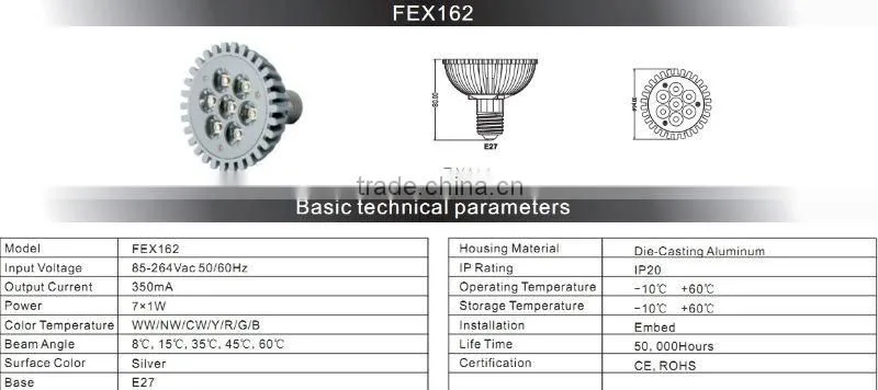 LED spotlights 7W with 2 years warranty