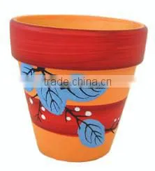 terracotta indoor mini vase by hand painted