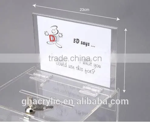 Magnetic Strict request clear acrylic storage box,modern acrylic money box