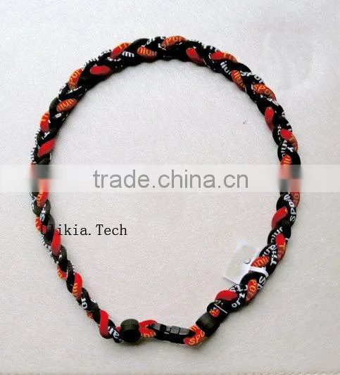 2011 Hot selling Germanium&Titanium Tri braided sports necklace with 18colors