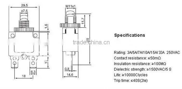 100pcs/lot 10A 32Vdc Current overload protector switch circuit breaker