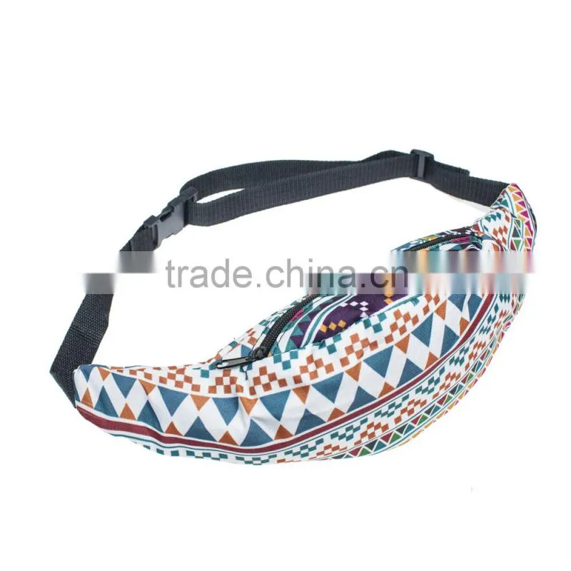 fashion runner waist pack 3d print black belt waist bag high quality wholesale wearable belt bag with zippers of pouch purses
