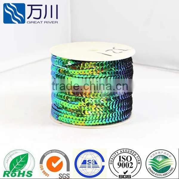 Rose flat sequin paillette string roll 6mm,100 yard/roll,wholesale for costume accessories