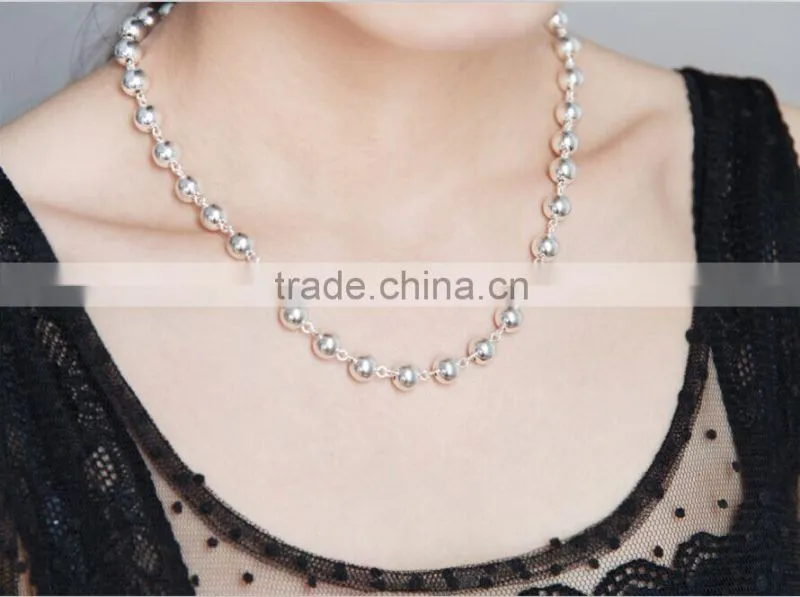 different size sterling beads 925 sterling silver neckalce in stock