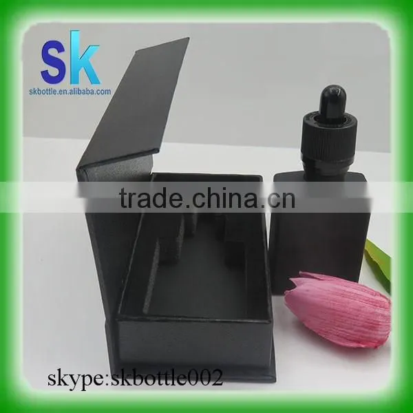 30ml frosted black glass dropper bottle with paper tube packaging