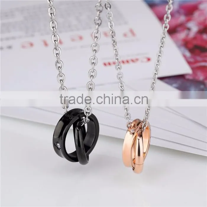 rose gold IP Plating stainless steel 316L pendant with ring