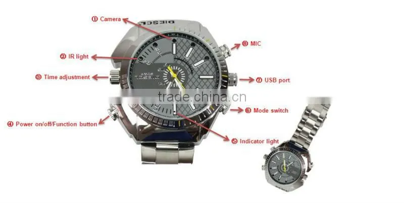 JVE-3105G-1 Mini Full HD 1080P Camcorder, Wrist Camera, Waterproof, Night Vision Camera Watch DV&DVR