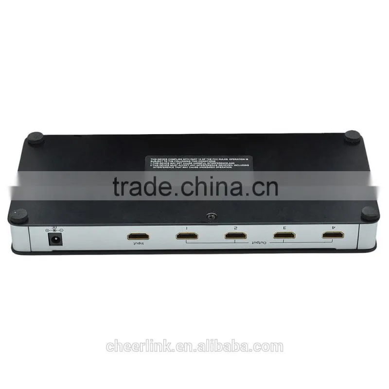 cheerlink full hd 1080p 1-input 4-output hdmi splitter 1x4 / black-eu plug