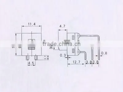 6Pin slide switch of red & miniature slide switch of AC